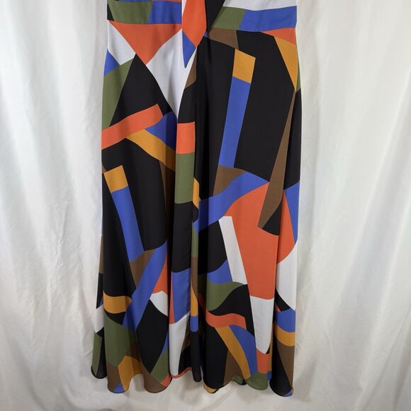 Tahari Arthur S Levine Maxi Dress Women's 8 Black Color Block High Neck Sleevlss - Picture 11 of 13